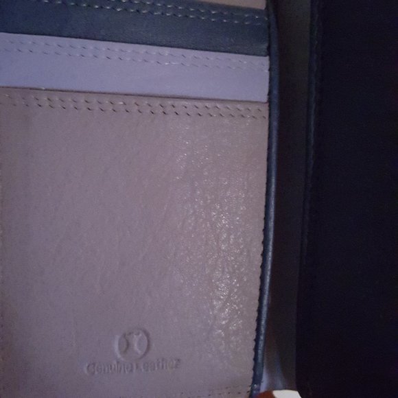 Leather Wallet with Zip Coin Section, Purple Navy - Picture 3 of 14